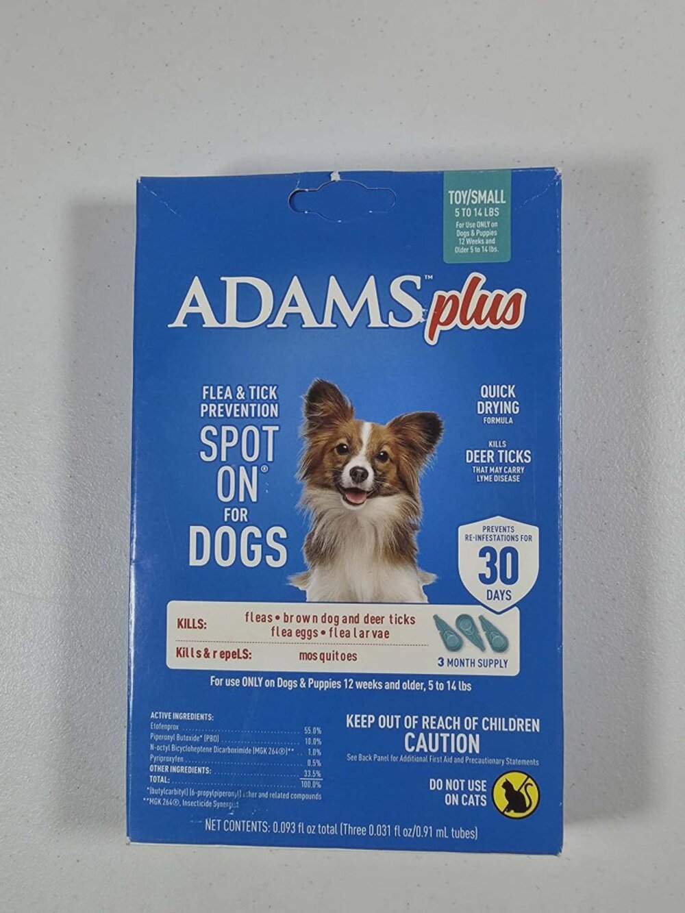 ADAMS PLUS FLEA TICK PREVENTION SPOT ON TREATMENT 3 MONTH SUPPLY SMALL DOGS